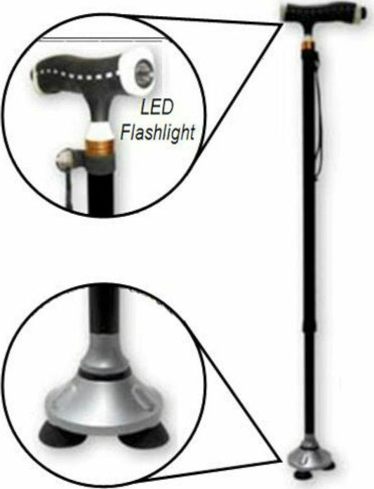 Adjustable Stand-Up Cane with LED Light